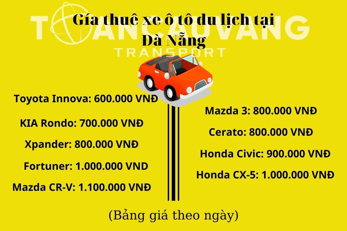 Gía thuê xe ô tô du lịch tại Đà Nẵng
