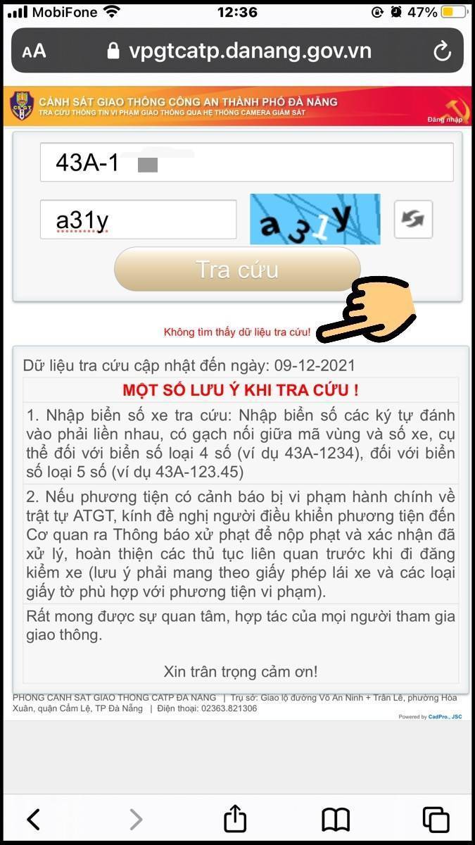 Tra cứu phạt nguội ô tô Đà Nẵng online