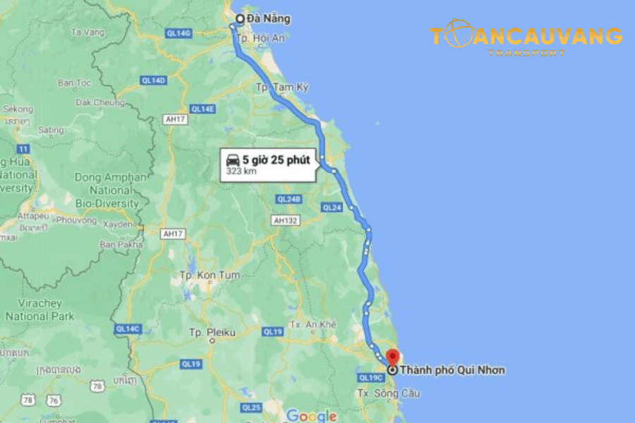 Khoảng cách Đà Nẵng đi Quy Nhơn bao nhiêu km?
