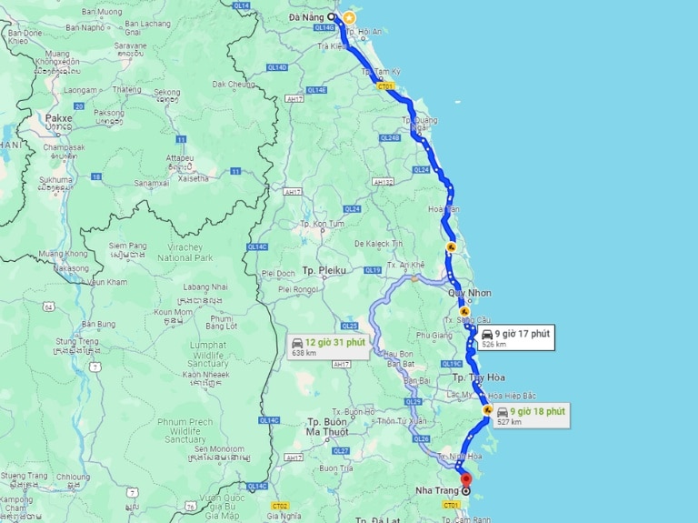 Đà Nẵng đi Nha Trang bao nhiêu km và đi bằng xe gì để tiết kiệm 2024?